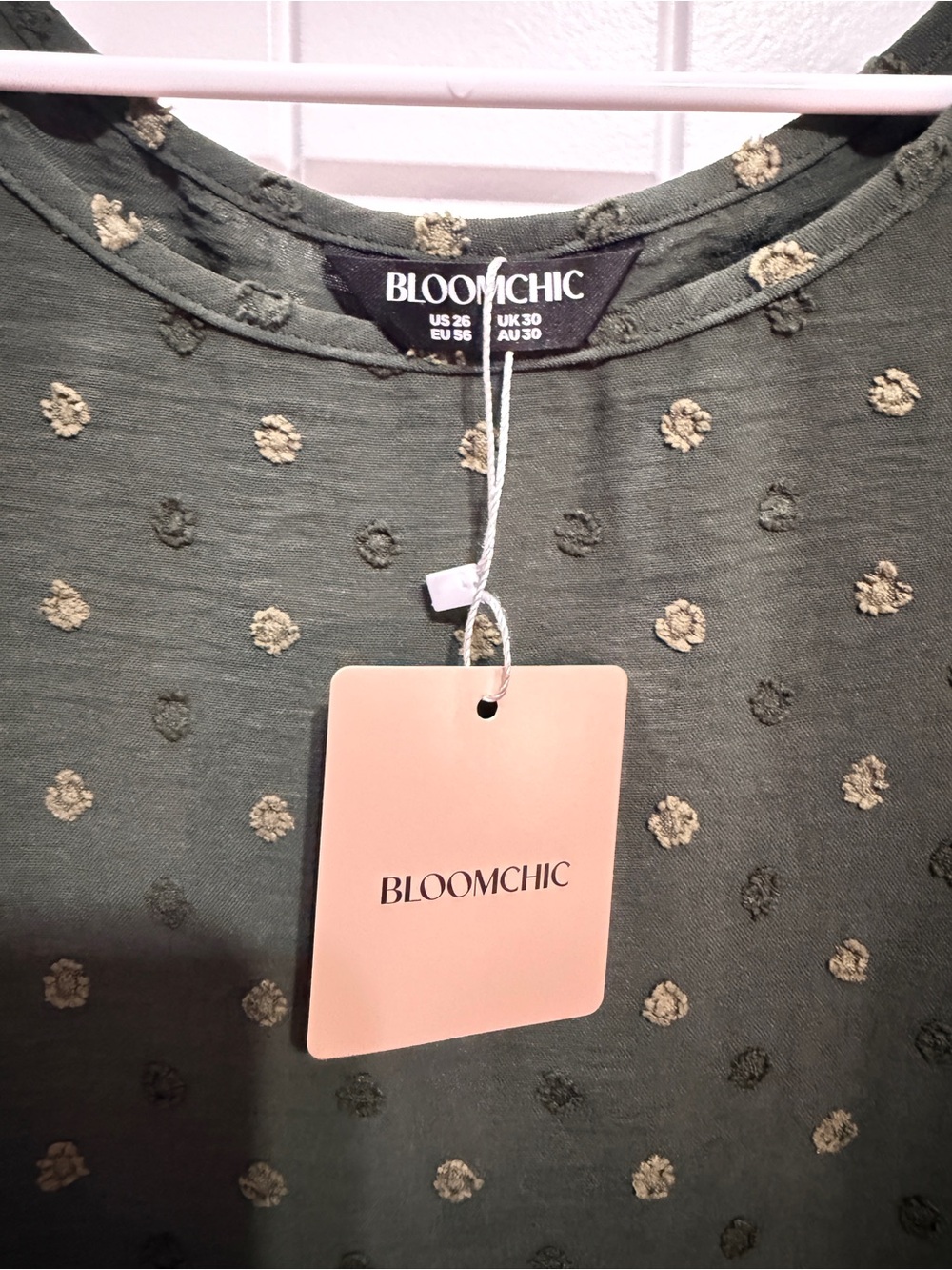 BloomChic Olive Green Dot Short Sleeve Tunic - Picture 3 of 4